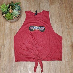 ei-lo Red Cropped Graphic Tee Crop Tank Top Gun Pilots Aviators Casual Cotton M